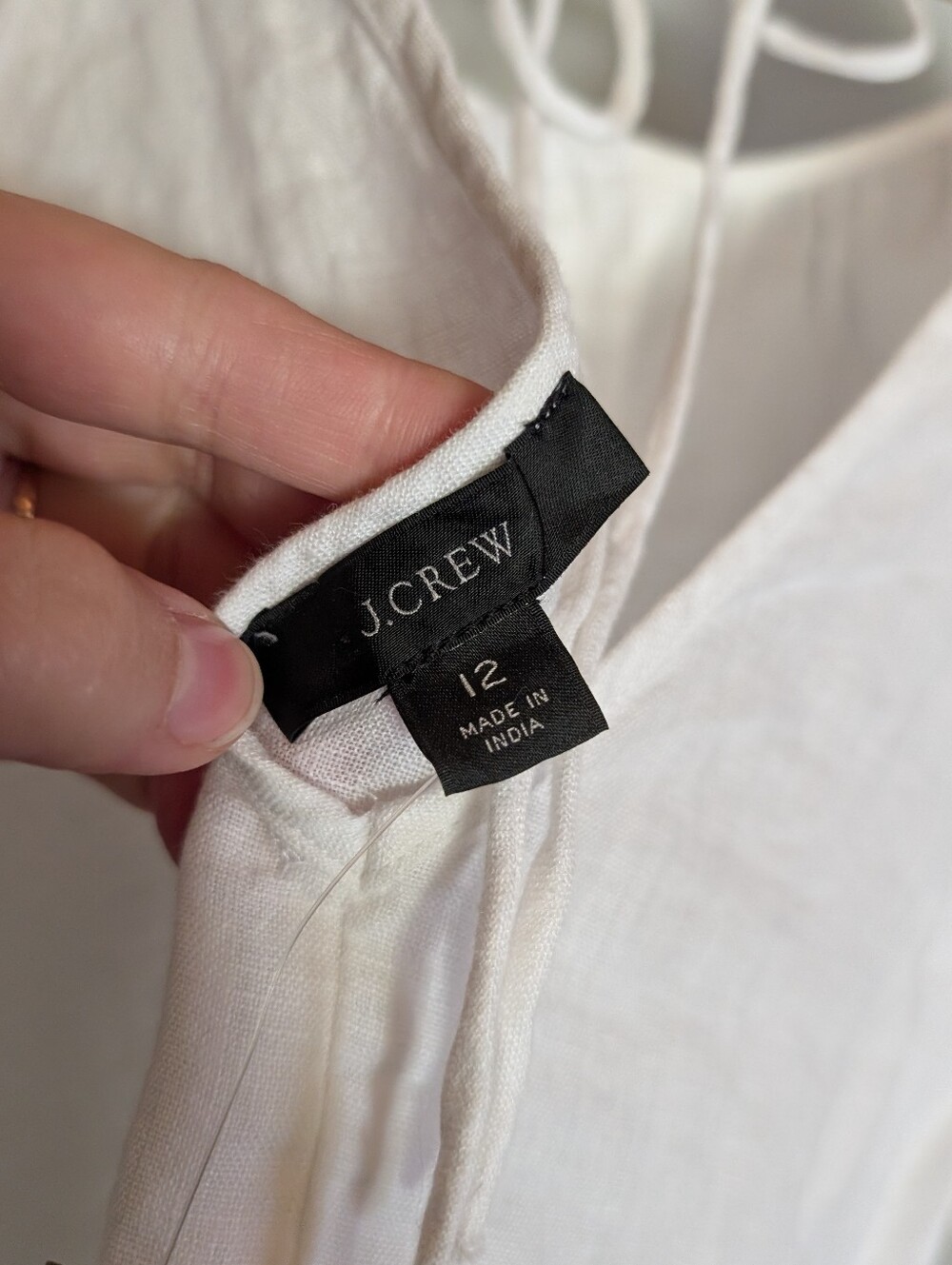 J Crew NWT 100% Linen Button Down Puff Sleeve Tie Back Top - Size 12 - Picture 2 of 7